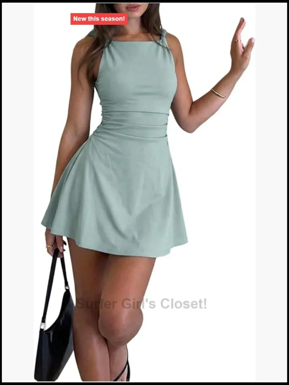Floerns Women's Ruched Twist Sleeveless A-Line Mini Dress